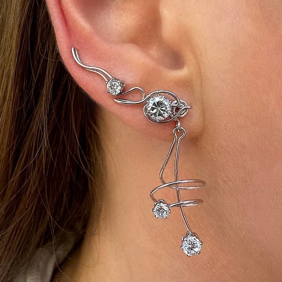 FLAMENCO CONVERTIBLE EAR CLIMBERS - STERLING SILVER 925 - Picture 1 of 7